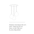 Candelabru cu trei lumini pe o bază rotundă din sticlă încapsulată, fabricat în Italia - Iride Viadurini