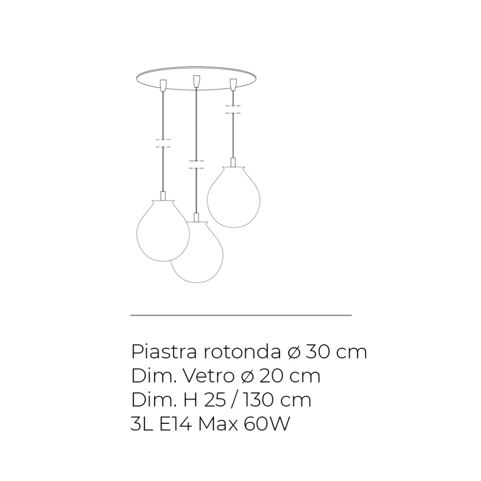 Candelabru cu trei lumini pe o bază rotundă din sticlă încapsulată, fabricat în Italia - Iride Viadurini