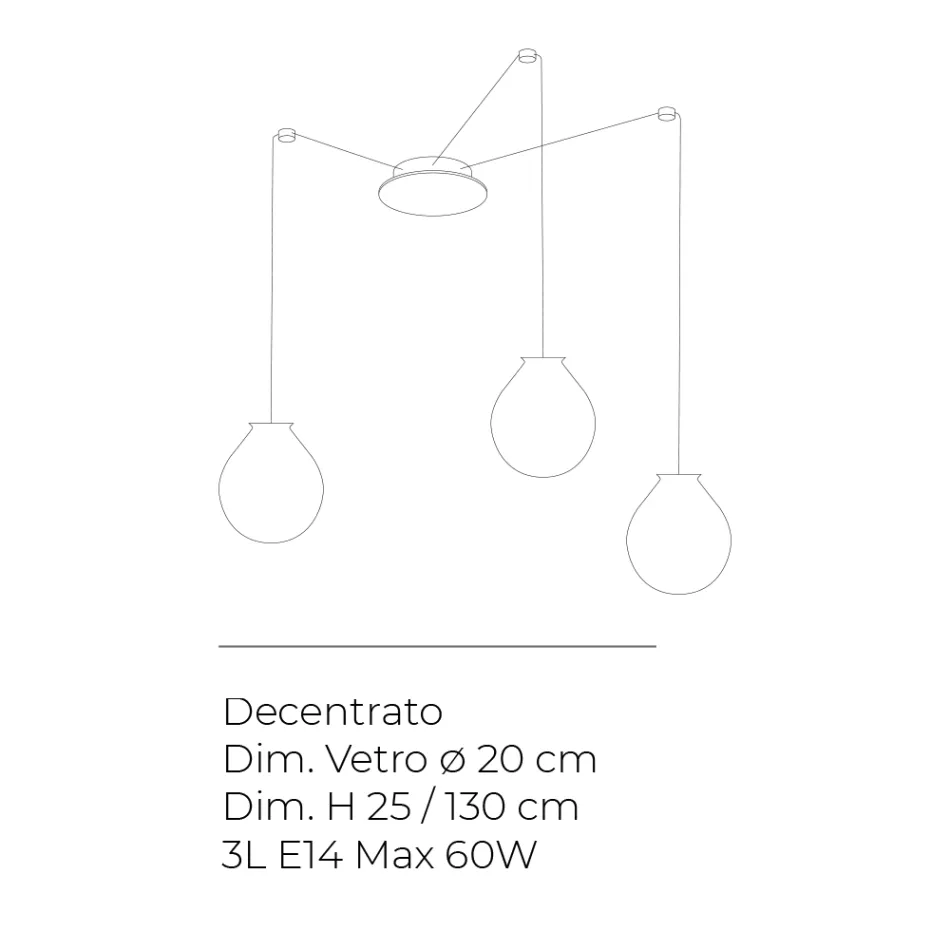Candelabru mic cu trei lumini din sticlă suflată manual, fabricat în Italia - Iride Viadurini