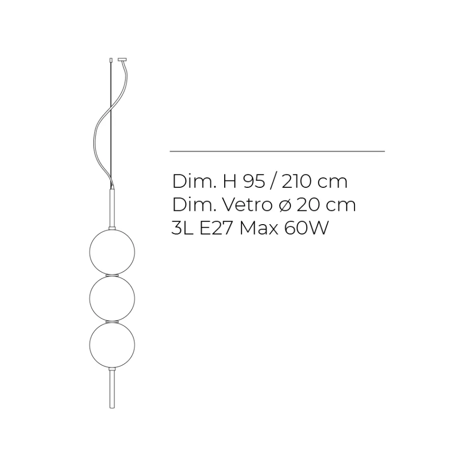 Lumira - Candelabru vertical cu trei lumini din sticlă încapsulată, fabricat în Italia Viadurini