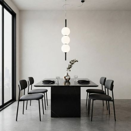 Lumira - Candelabru vertical cu trei lumini din sticlă încapsulată, fabricat în Italia Viadurini