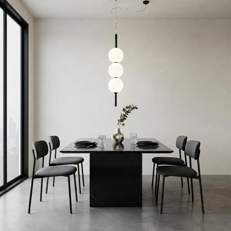 Lumira - Candelabru vertical cu trei lumini din sticlă încapsulată, fabricat în Italia Viadurini