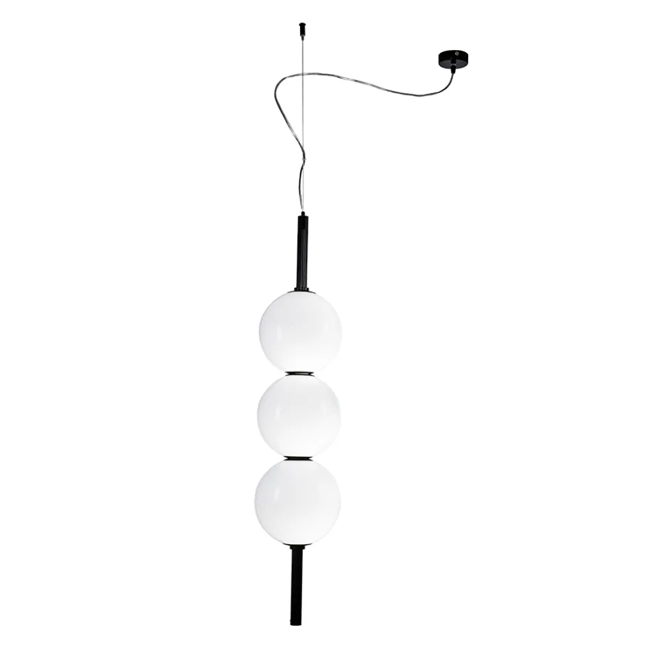 Lumira - Candelabru vertical cu trei lumini din sticlă încapsulată, fabricat în Italia Viadurini