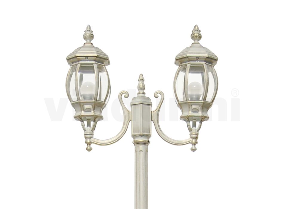 Lampă 2 Lumini Stil Vintage din Aluminiu Alb Fabricat în Italia - Dodo Viadurini