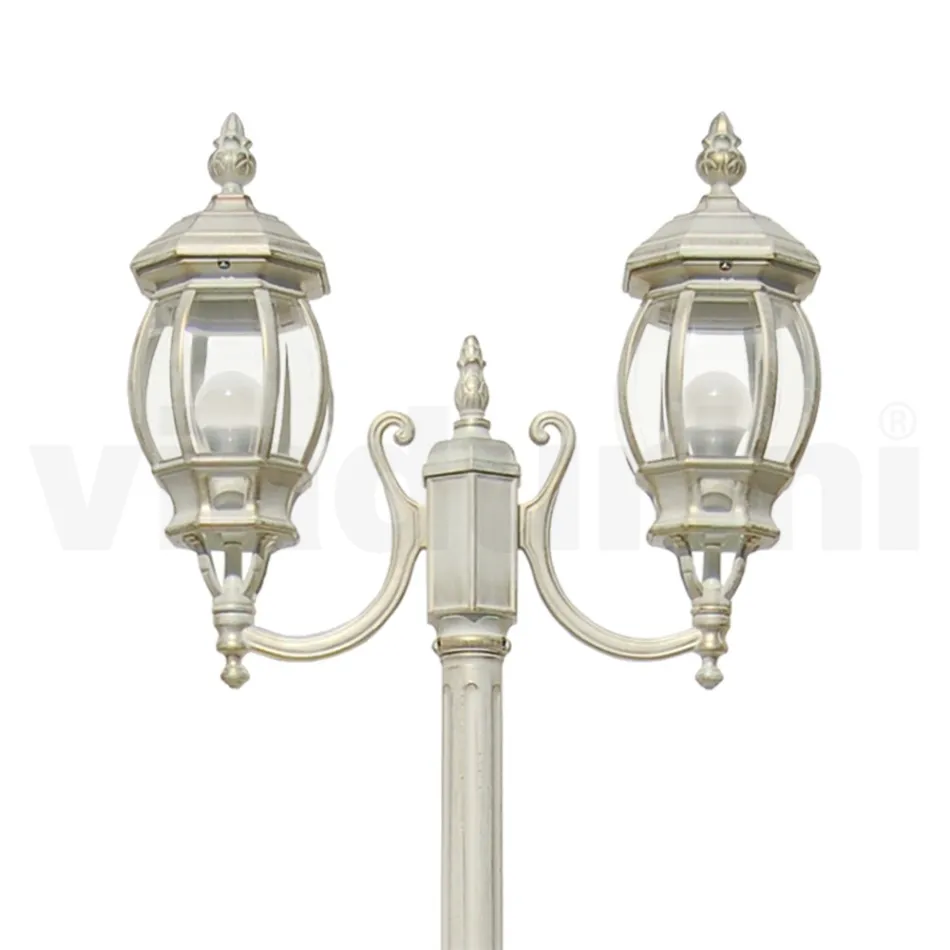 Lampă 2 Lumini Stil Vintage din Aluminiu Alb Fabricat în Italia - Dodo Viadurini