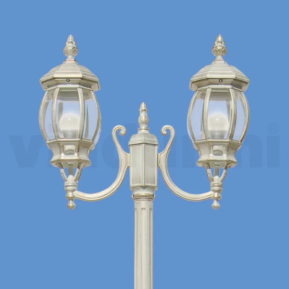 Lampă 2 Lumini Stil Vintage din Aluminiu Alb Fabricat în Italia - Dodo Viadurini