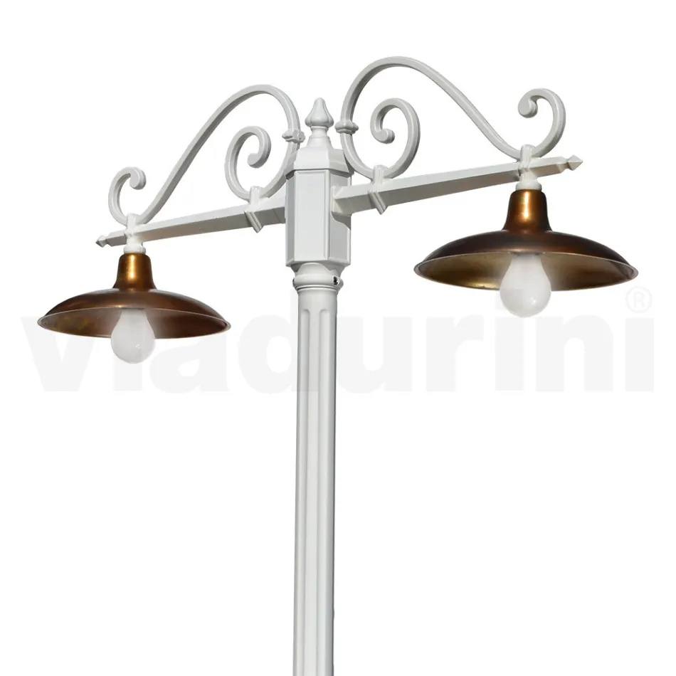 Lampa 2 Lumini Stilul Vintage din Aluminiu si Alama Made in Italy - Adela Viadurini