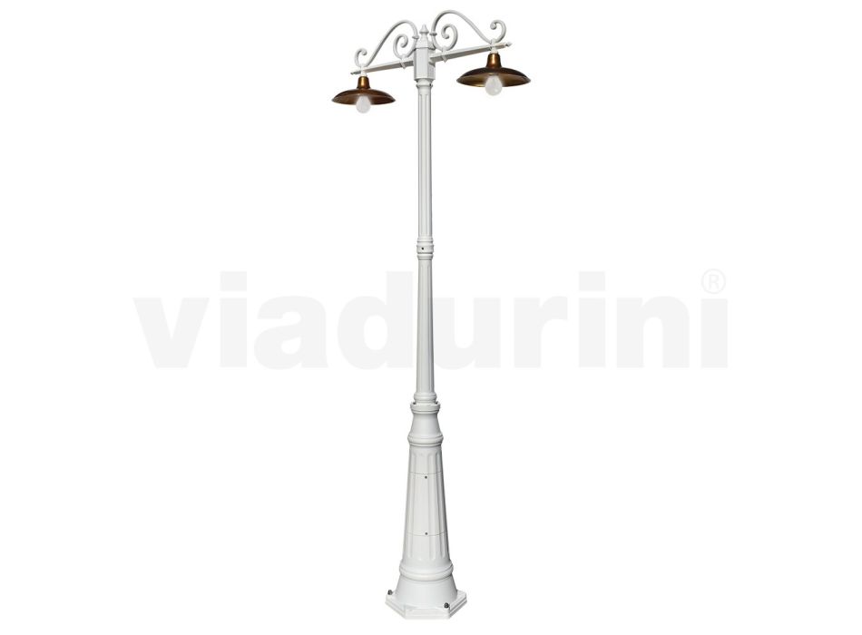 Lampa 2 Lumini Stilul Vintage din Aluminiu si Alama Made in Italy - Adela Viadurini