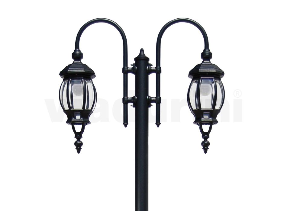 Lampă 2 Lumini Stil Vintage din Aluminiu Gri Made in Italy - Empire Viadurini