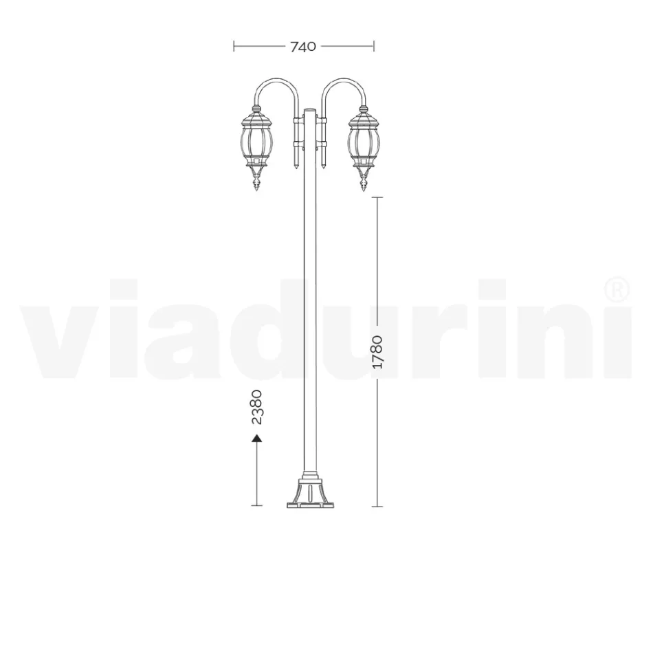 Lampă 2 Lumini Stil Vintage din Aluminiu Gri Made in Italy - Empire Viadurini