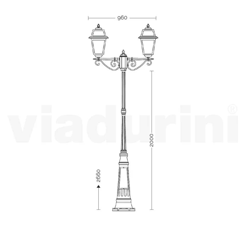 Lampa 2 Lumini Stilul Vintage din Aluminiu Made in Italy - Doroty Viadurini