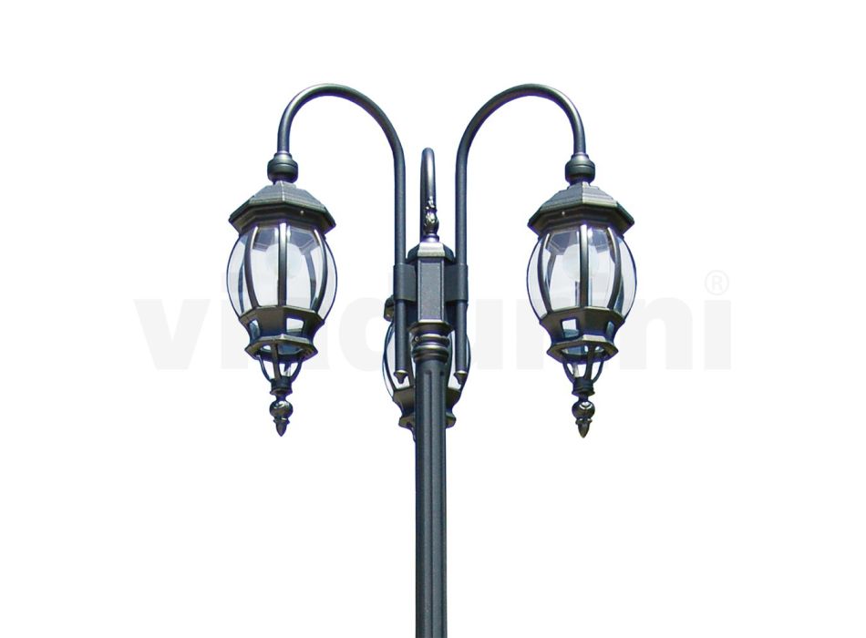 Lampăr 3 Lumini Stil Vintage din Aluminiu Antracit Fabricat în Italia - Empire Viadurini