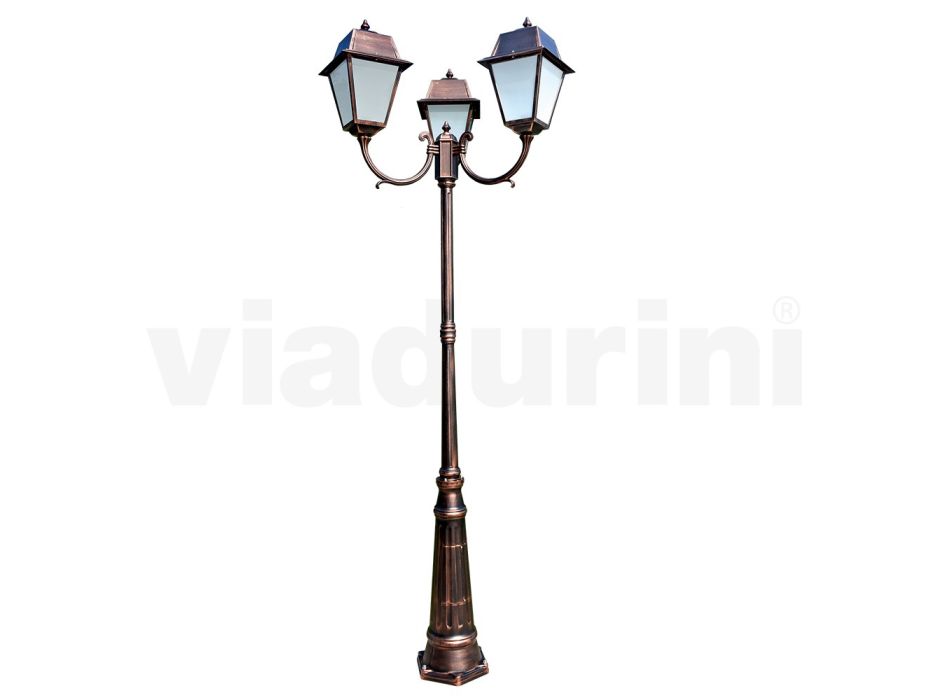 Lampăr cu 3 lumini stil vintage din aluminiu și sticlă Made in Italy - Doroty Viadurini