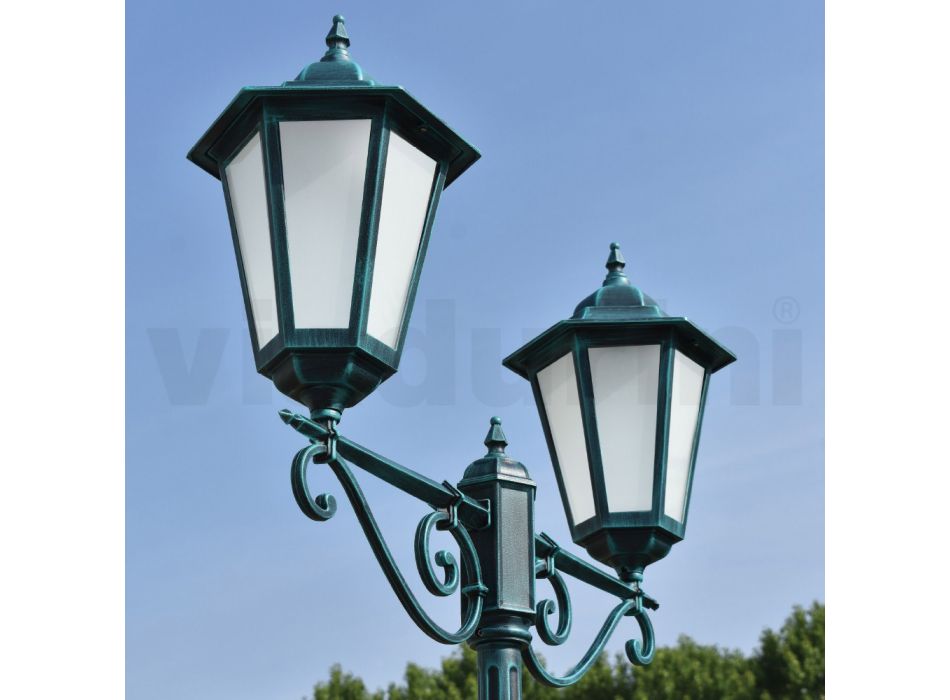 Lampăr 2 Lumini din Aluminiu și Sticlă Made in Italy Vintage - Janira Viadurini