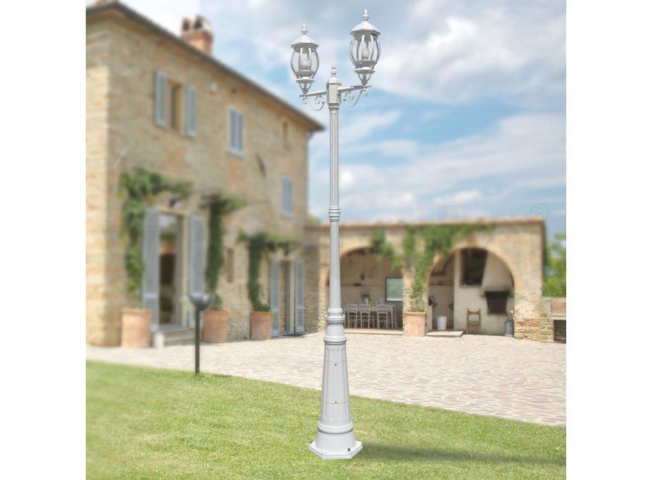 Lampă 2 Lumini Stil Vintage din Aluminiu Alb Fabricat în Italia - Dodo Viadurini