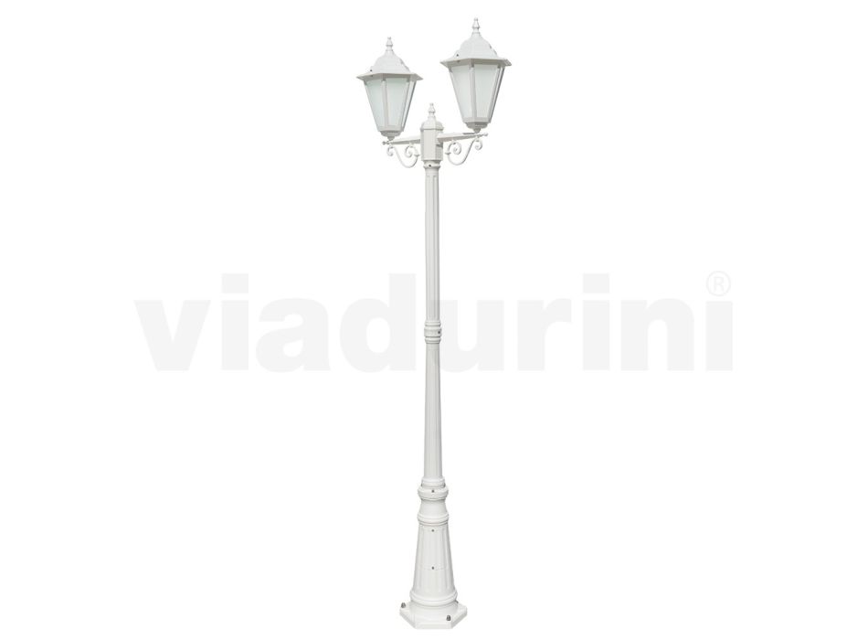 Lampă vintage cu 2 lumini din aluminiu alb, fabricată în Italia - Terella Viadurini