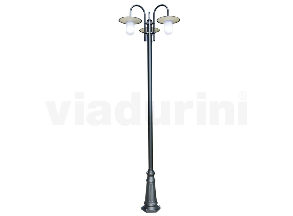 Lampăr 3 Lumini Stil Vintage din Aluminiu Gri Fabricat în Italia - Belen Viadurini
