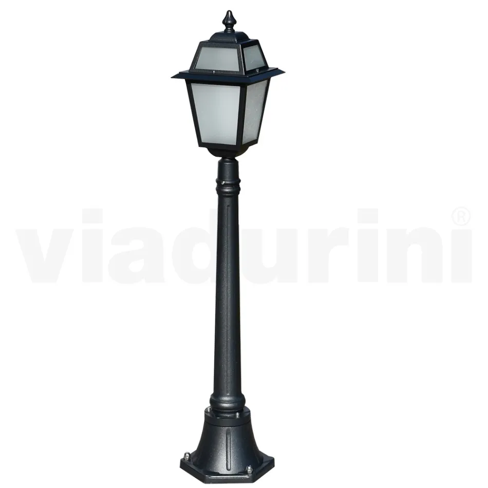 Lampa de gradina inaltime de 116 cm din aluminiu antracit si sticla sablata - Elric Viadurini