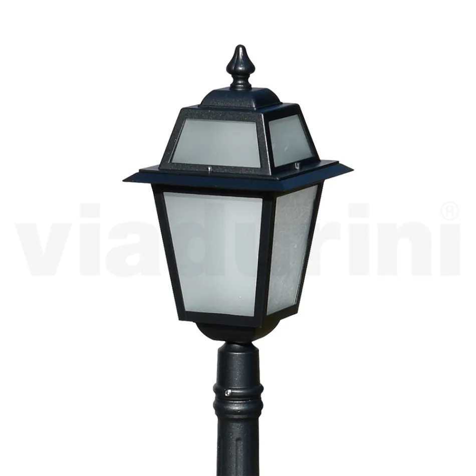 Lampa de gradina inaltime de 116 cm din aluminiu antracit si sticla sablata - Elric Viadurini
