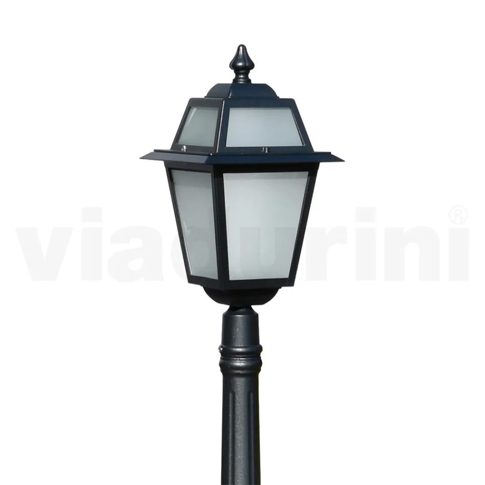 Lampa de gradina inaltime de 152 cm din aluminiu antracit si sticla sablata - Elric Viadurini