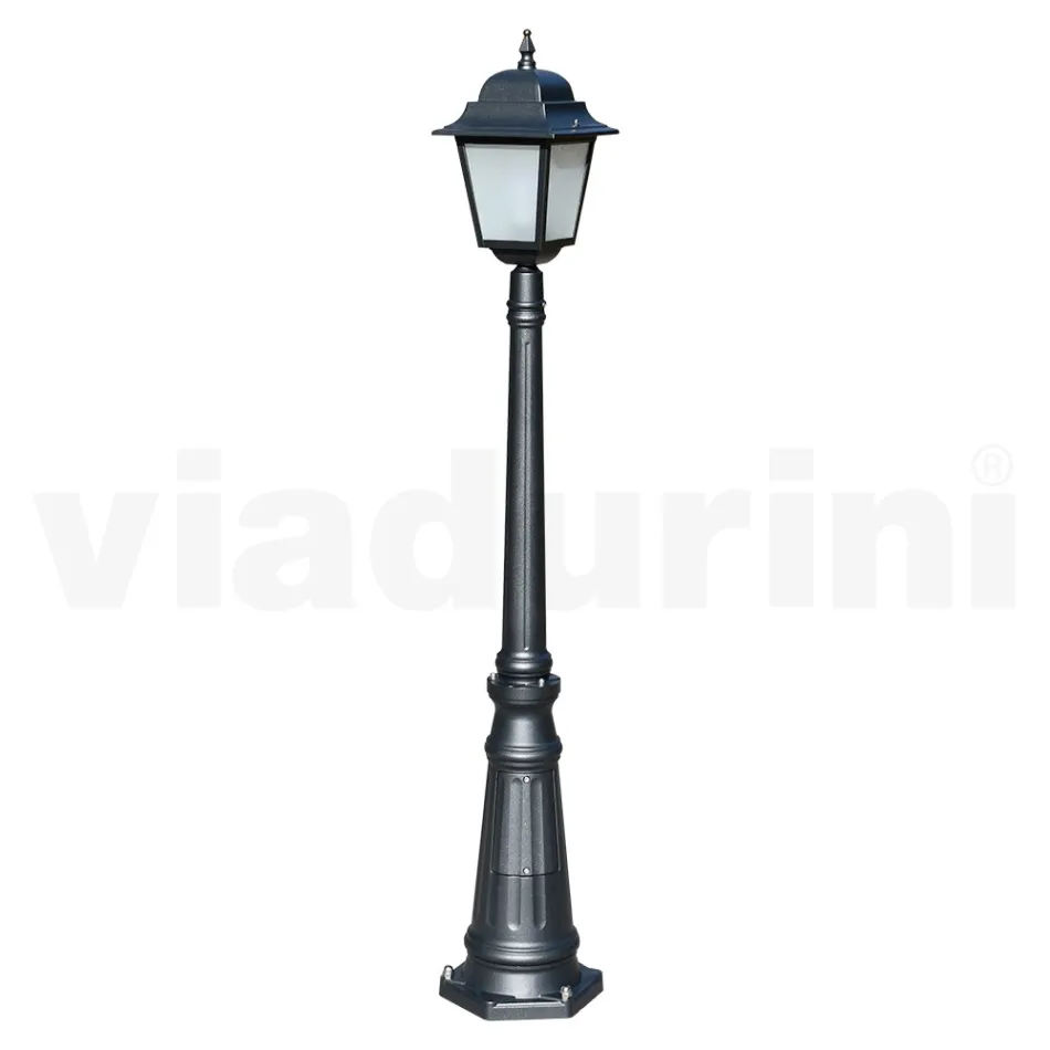 Lampa stradala inaltime de 152 cm din sticla antracit si aluminiu Made in Italy - Scintilla Viadurini