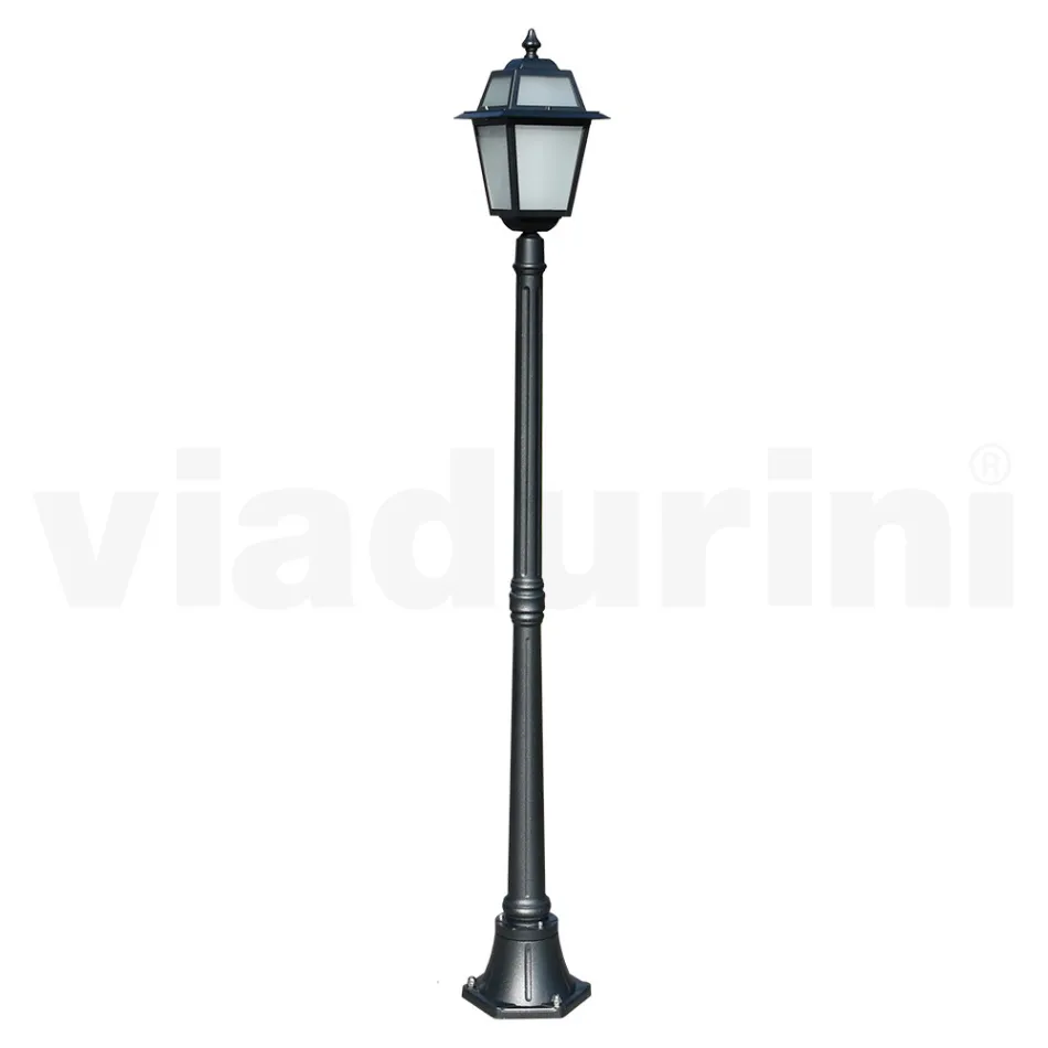 Lampar de gradina inaltime de 178 cm din Aluminiu Antracit si Sticla sablata - Elric Viadurini