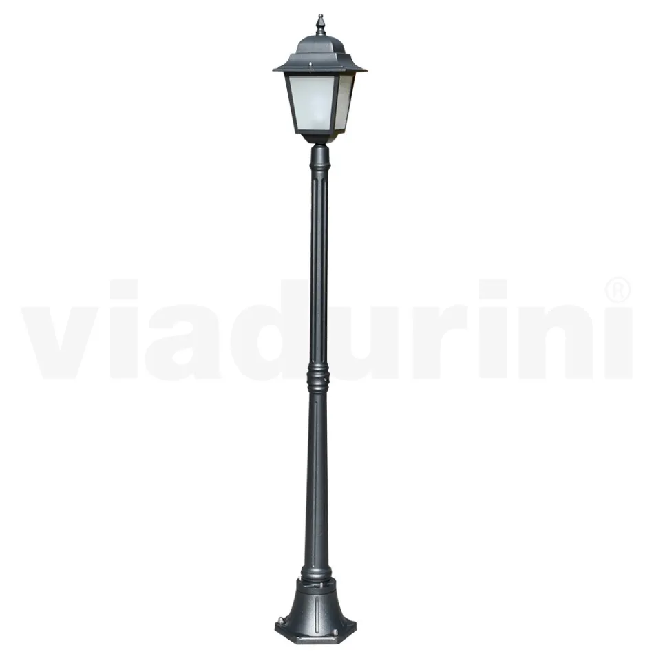 Lampa stradala inaltime de 178 cm din sticla antracit si aluminiu Made in Italy - Scintilla Viadurini
