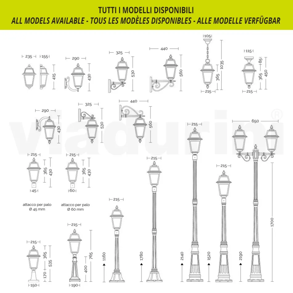 Lampa de gradina inaltime de 208 cm din aluminiu antracit si sticla sablata - Elric Viadurini