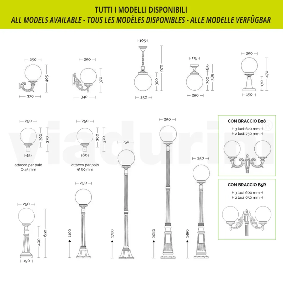 Lampă stradală înălțime de 208 cm din acril și aluminiu antracit Fabricat în Italia - Trovaantracit Viadurini