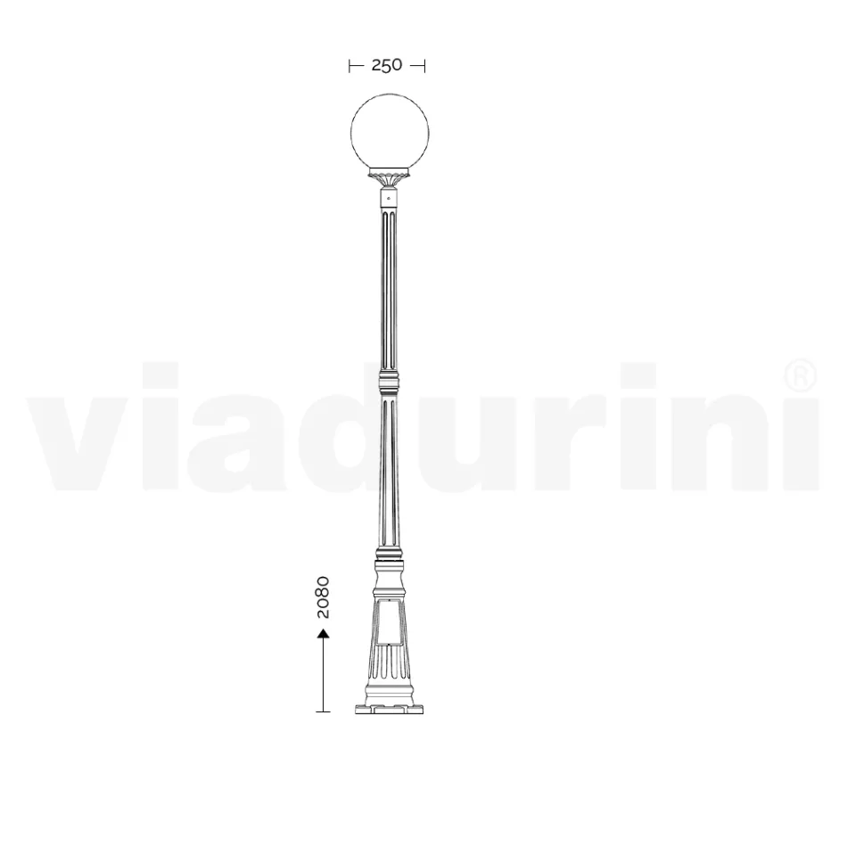 Lampa stradala inaltime de 208 cm din acril alb si aluminiu fabricata in Italia - Trovabianco Viadurini