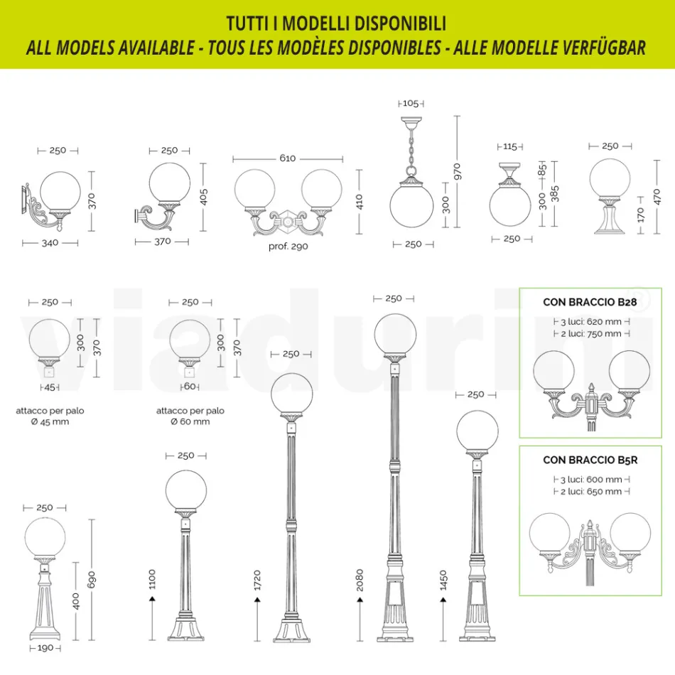 Lampa stradala inaltime de 208 cm din acril alb si aluminiu fabricata in Italia - Trovabianco Viadurini