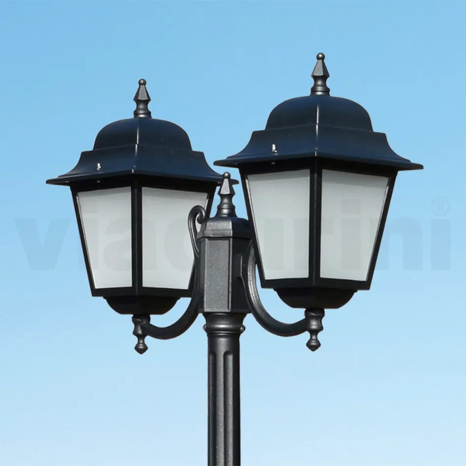Lampa stradala inaltime de 208 cm din sticla antracit si aluminiu Made in Italy - Scintilla Viadurini