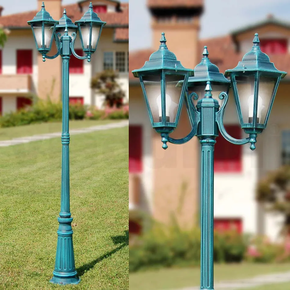 Lampa de gradina inaltime de 211 cm din sticla si 5 finisaje aluminiu - Pinako Viadurini