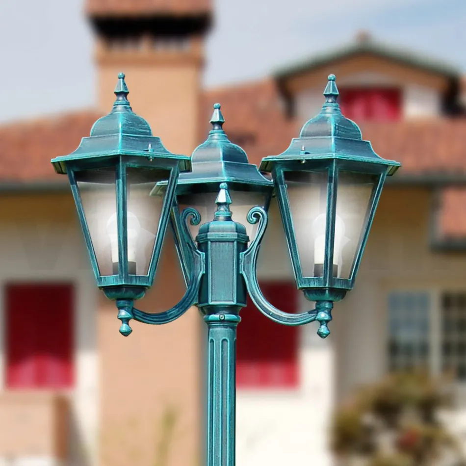 Lampa de gradina inaltime de 211 cm din sticla si 5 finisaje aluminiu - Pinako Viadurini