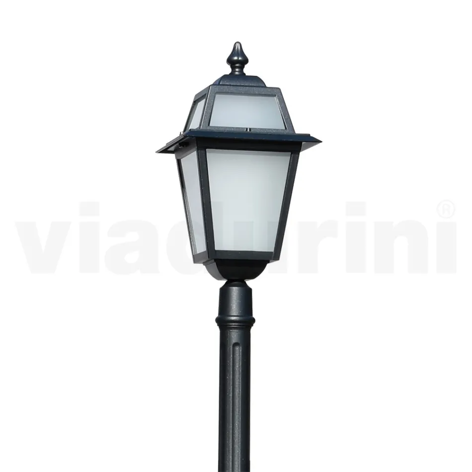 Lampa de gradina inaltime de 214 cm din aluminiu antracit si sticla sablata - Elric Viadurini