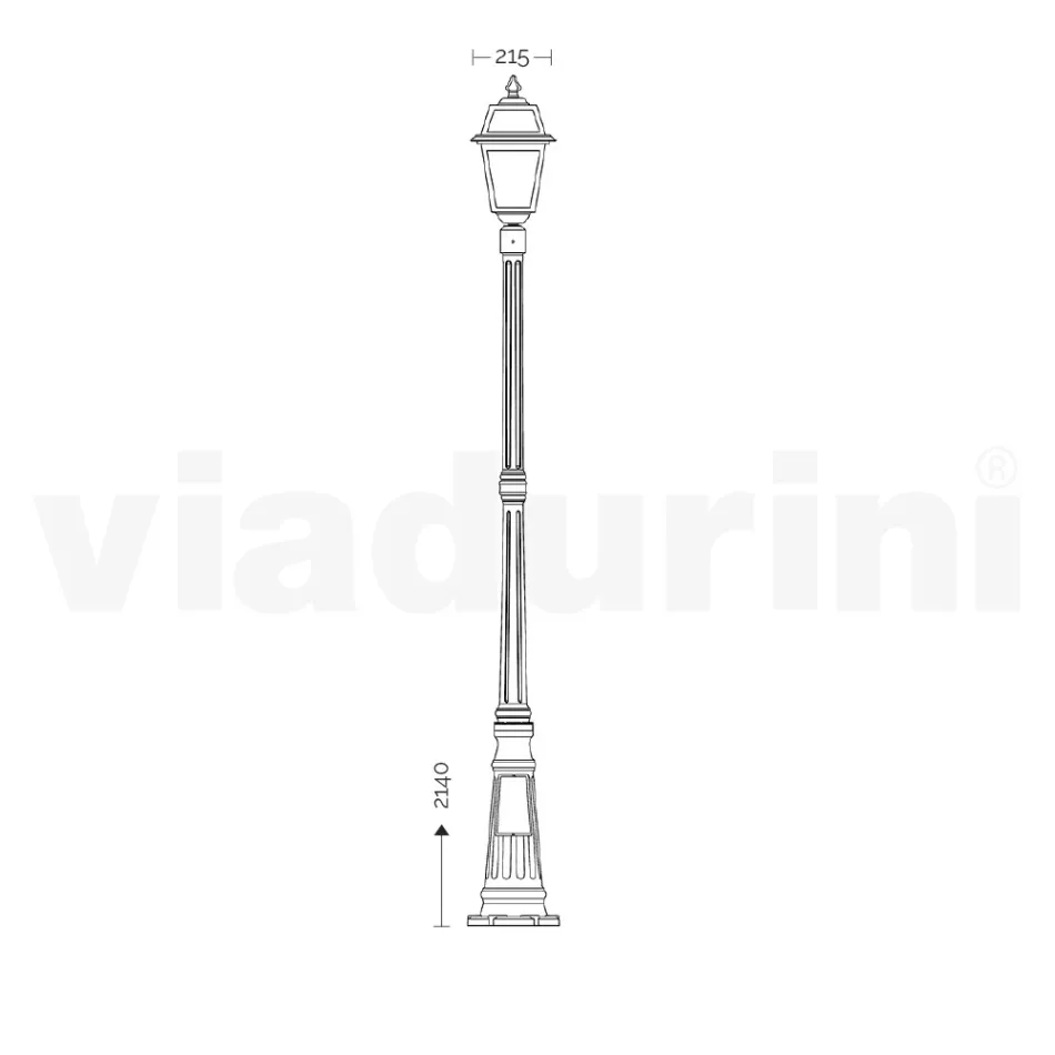 Lampa de gradina inaltime de 214 cm din aluminiu antracit si sticla sablata - Elric Viadurini
