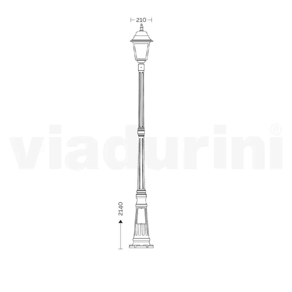 Lampa stradala inaltime de 214 cm din sticla antracit si aluminiu Made in Italy - Scintilla Viadurini