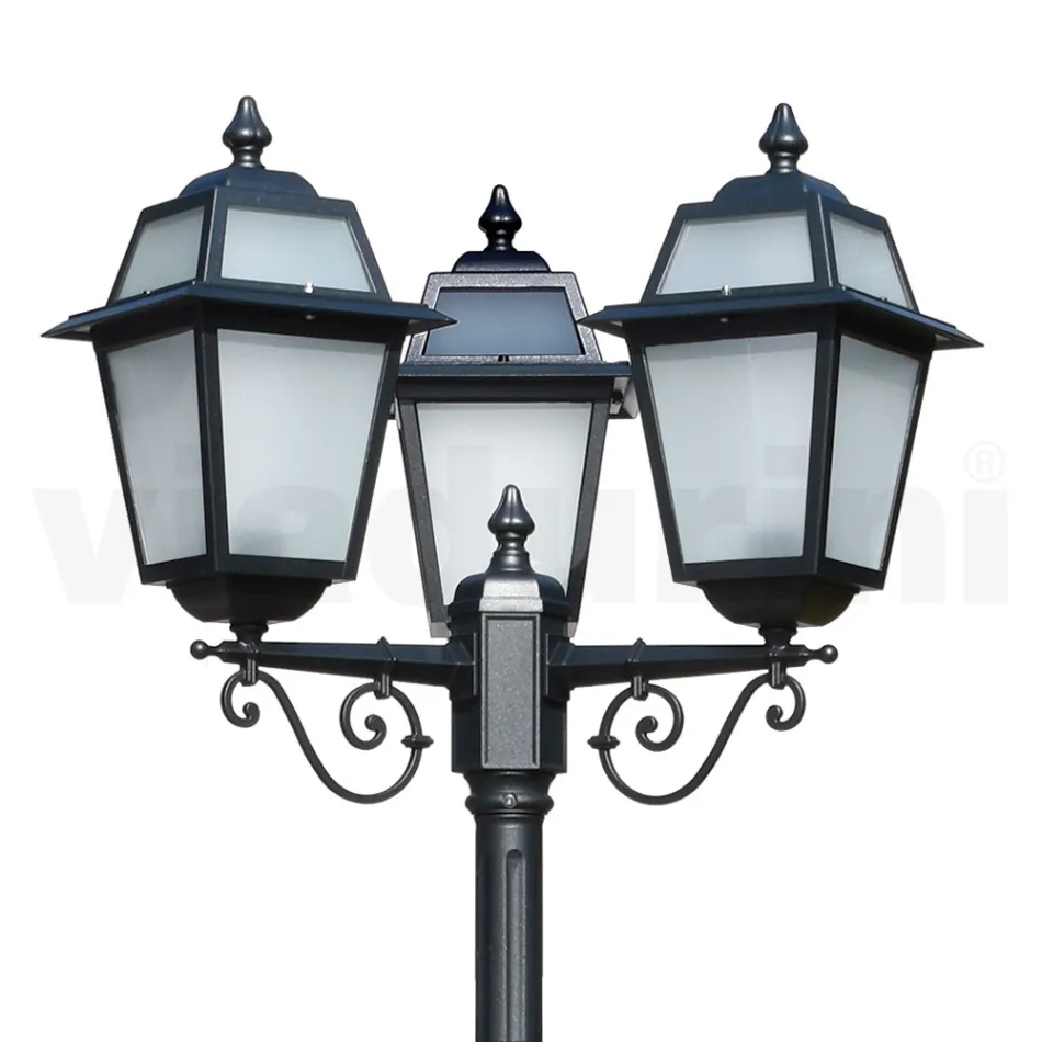 Lampar de gradina inaltime 219 cm din Aluminiu Antracit si Sticla sablata - Elric Viadurini