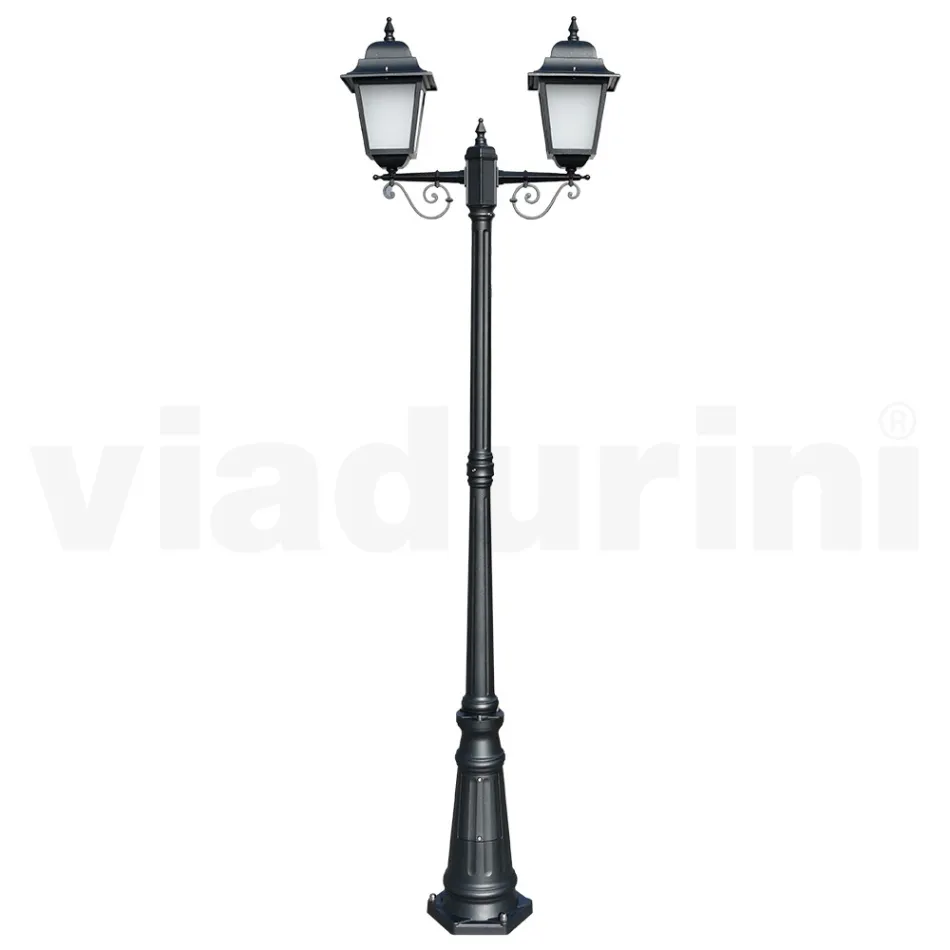 Lampa stradala inaltime de 219 cm din sticla antracit si aluminiu Made in Italy - Scintilla Viadurini