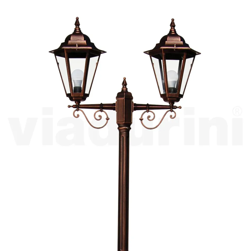 Lampa de gradina inaltime de 221 cm din sticla si 5 finisaje aluminiu - Pinako Viadurini