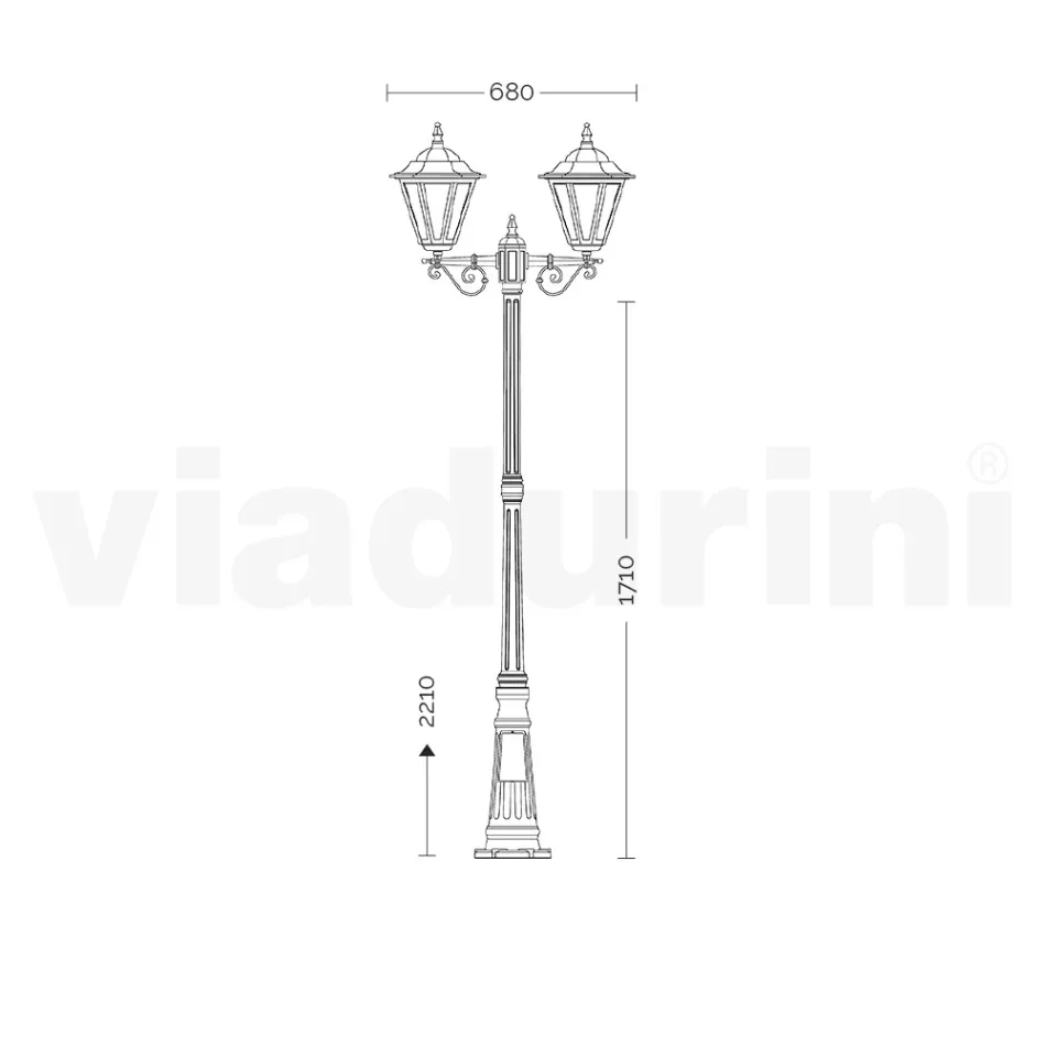 Lampa de gradina inaltime de 221 cm din sticla si 5 finisaje aluminiu - Pinako Viadurini