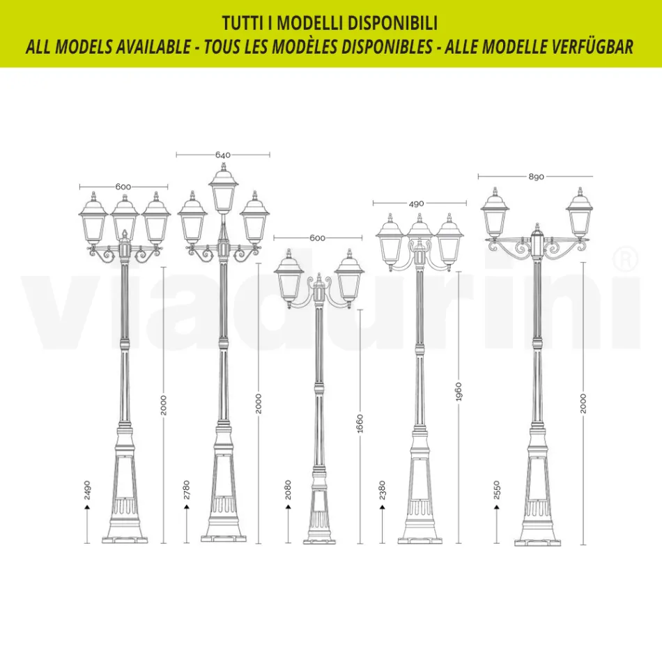 Lampa stradala inaltime de 238 cm din sticla antracit si aluminiu Made in Italy - Scintilla Viadurini
