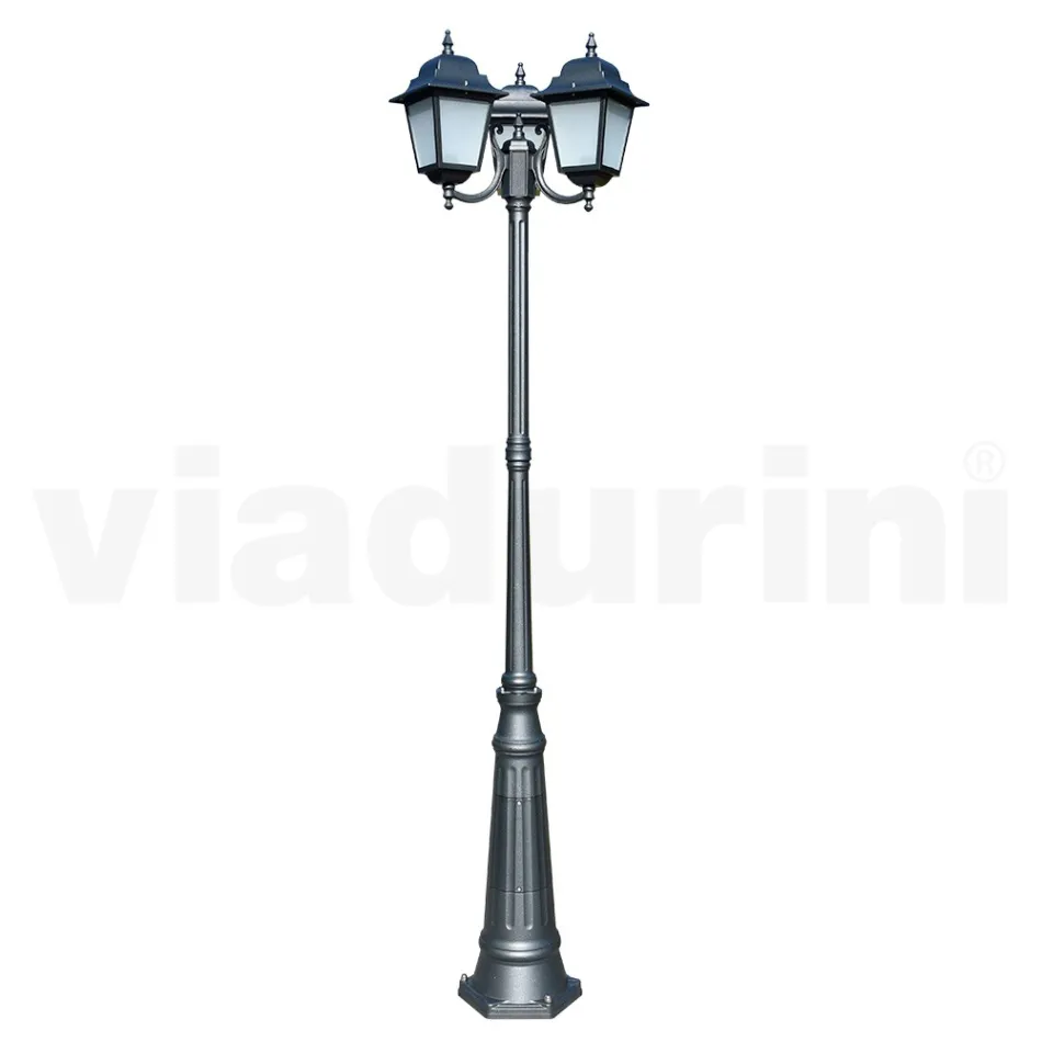 Lampă stradală înaltă de 238 cm din sticlă antracit și aluminiu Made in Italy - Scintilla Viadurini