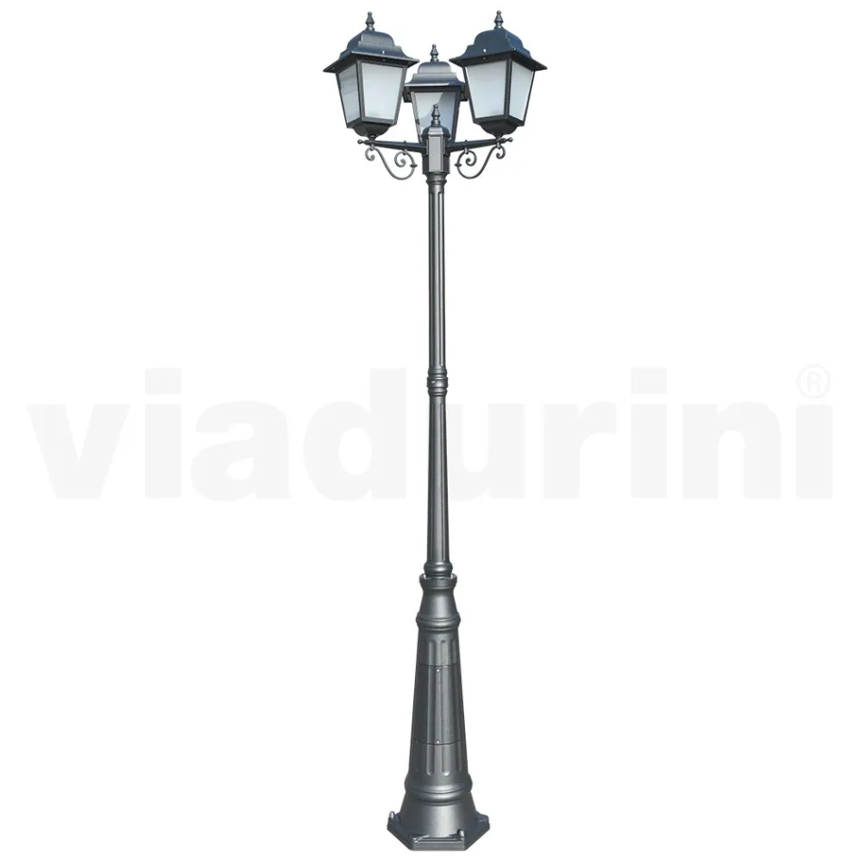 Lampa stradala inaltime de 249 cm din sticla antracit si aluminiu Made in Italy - Scintilla Viadurini