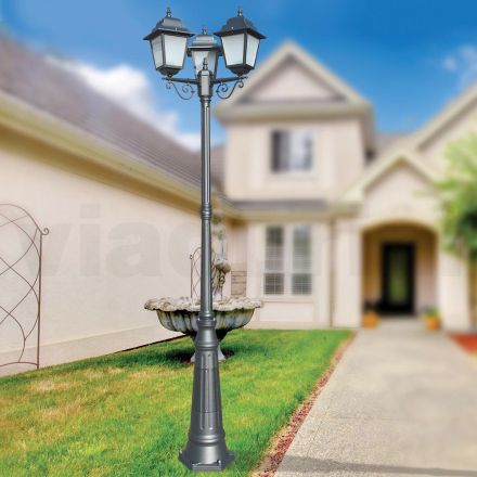 Lampa stradala inaltime de 249 cm din sticla antracit si aluminiu Made in Italy - Scintilla Viadurini