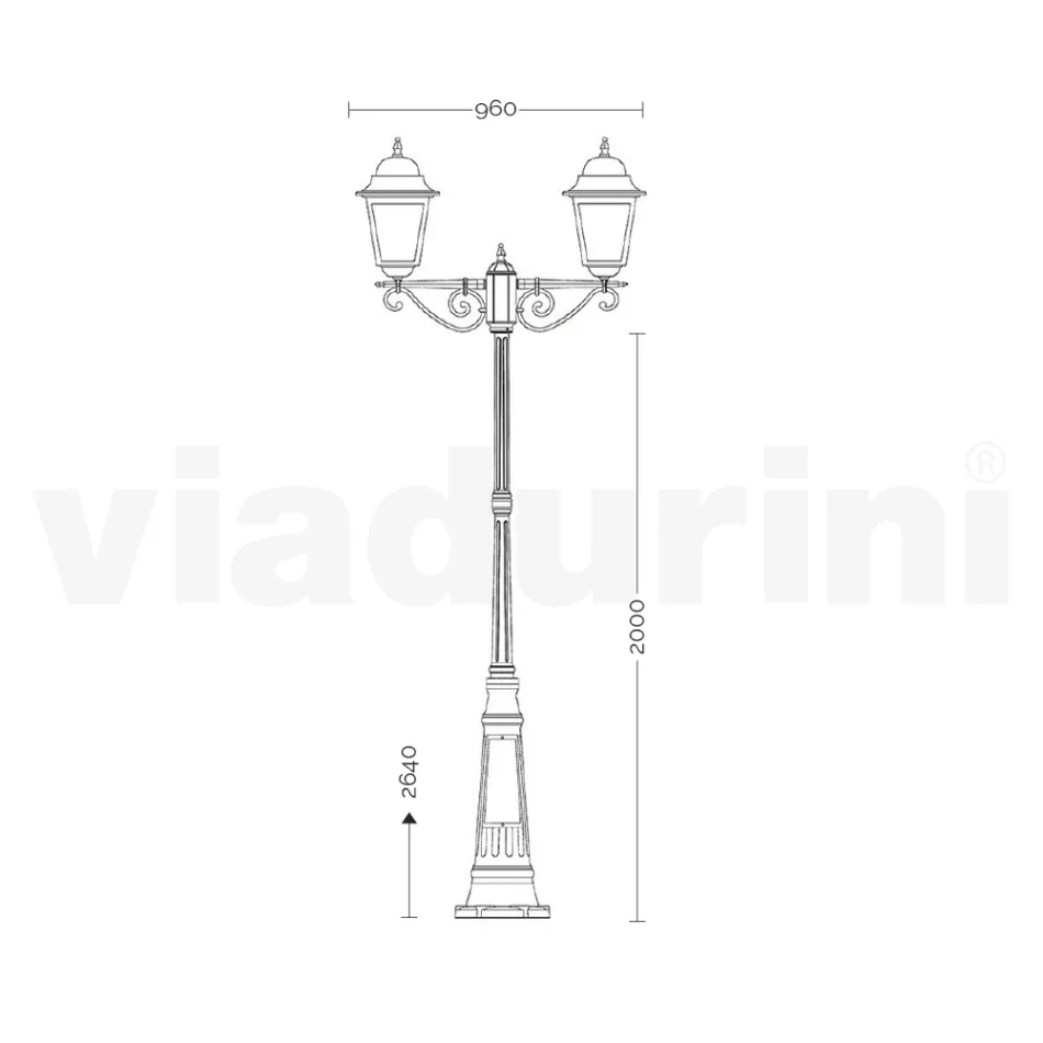 Lampa stradala inaltime de 264 cm pentru gradina din sticla si aluminiu turnat sub presiune - Alchimist Viadurini