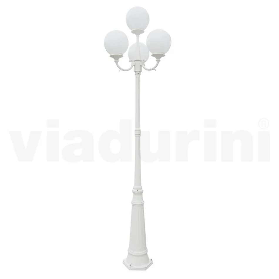 Lampa stradala inaltime de 270 cm din acril alb si aluminiu fabricata in Italia - Trovabianco Viadurini