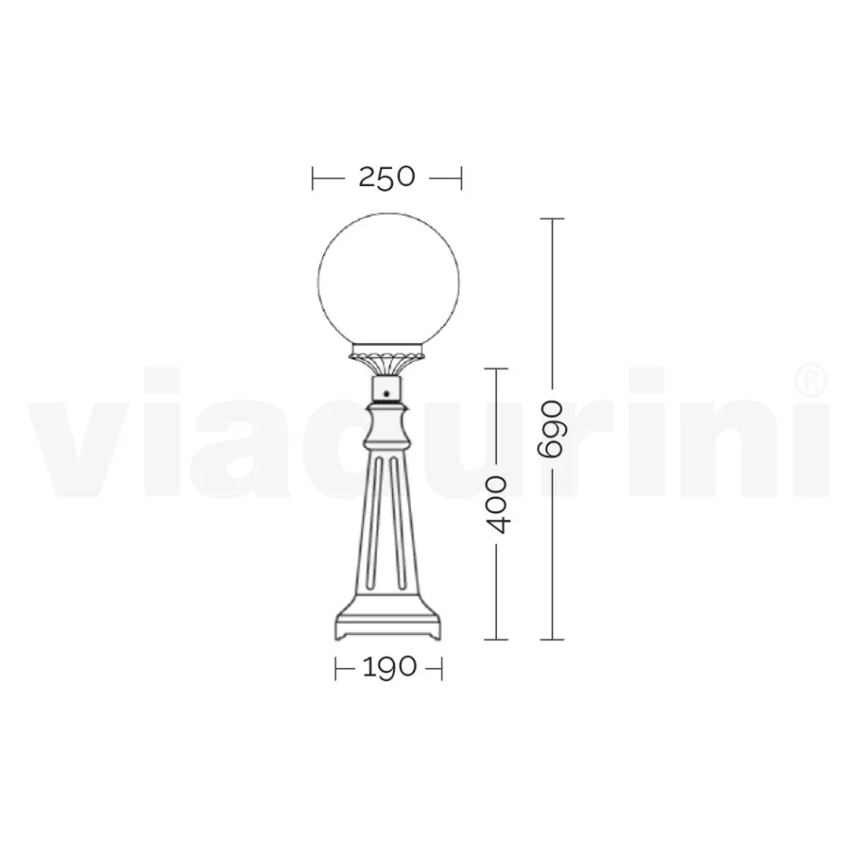 Lampa stradala inaltime de 69 cm din acril negru si aluminiu fabricata in Italia - Trovanero Viadurini
