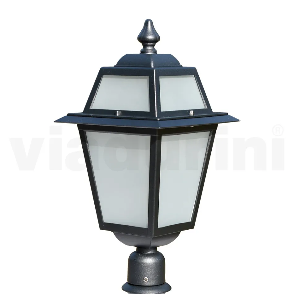 Lampar de gradina inaltime de 76,5 cm din Aluminiu Antracit si Sticla sablata - Elric Viadurini