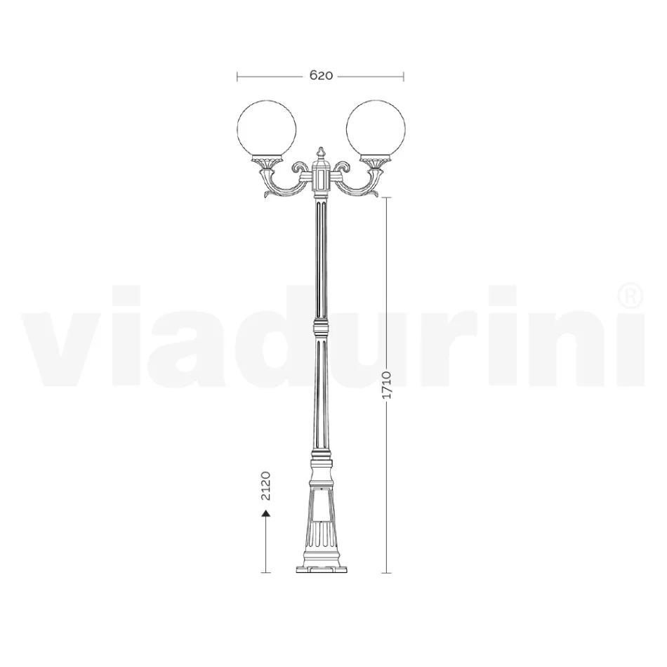 Lampa de exterior 212 cm din acril negru si aluminiu Made in Italy - Trovanero Viadurini